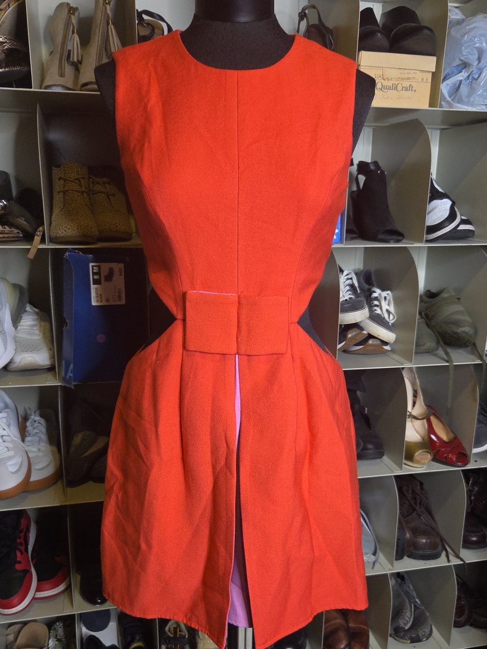 BCBGMaxAzria Red Sleeveless Fit-and-Flare Dress with Waist Bow
